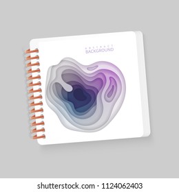 Abstract, colorful realistic paper cut design with wavy layers, Paper cut background. Cover for your design. Vector illustration