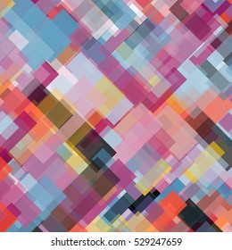 Abstract colorful rectangles background of cherry, violet, teal, orange, and pink shades. Geometrical backdrop