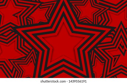 Abstract. Colorful Red, Black Star Mirage Shape Overlap Background. Paper Art Style ,light And Shadow. Vector.
