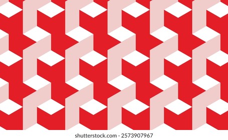 Abstract colorful red mosaic pattern of cubes. 2d illustration background. 2d illustration background of red and pink color combination