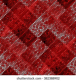 Abstract colorful red square polka dot background pattern. Spotted vector line illustration