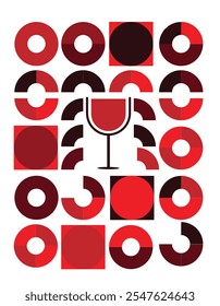 Abstract Colorful Red Wine Flat Background with Geometric Symbols. Backgrounds and textures concept vector art