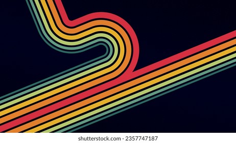 Abstract colorful retro with dark blue background with stripes and lines. Vector illustration for your design.