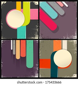 Abstract colorful retro lines set