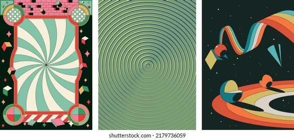 Abstract Colorful Retro Style Backgrounds Set