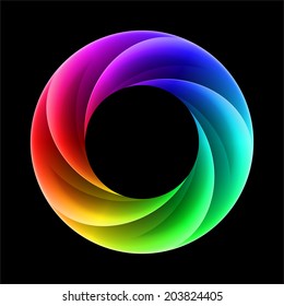 Abstract colorful ring with spectrum layers on black background