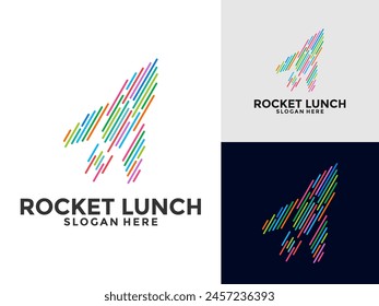 Abstract Colorful Rocket Launch Vector Logo Design, Simple Flying Modern Rocket Logo Illustration