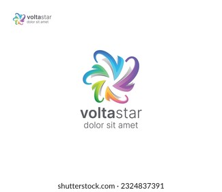 Abstract colorful rotation letter v logo