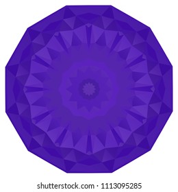 Abstract colorful round background made of purple polygons.