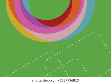 Abstract colorful round circle background with geometric shapes pattern. Vector illustration in flat style..Design element for poster, card, banner, flyer.