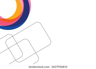 Abstract colorful round circle background with geometric shapes pattern. Vector illustration in flat style..Design element for poster, card, banner, flyer.
