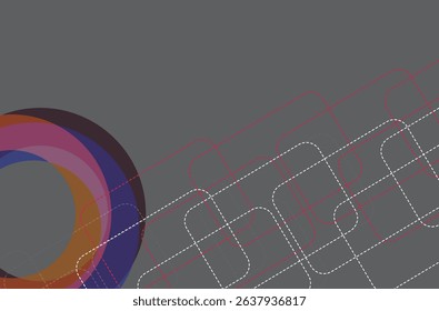 Abstract colorful round circle background with geometric shapes pattern. Vector illustration in flat style..Design element for poster, card, banner, flyer.