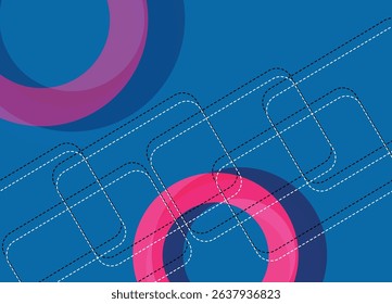Abstract colorful round circle background with geometric shapes pattern. Vector illustration in flat style..Design element for poster, card, banner, flyer.