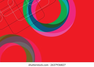 Abstract colorful round circle background with geometric shapes pattern. Vector illustration in flat style..Design element for poster, card, banner, flyer.