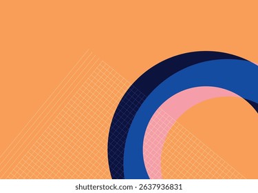 Abstract colorful round circle background with geometric shapes pattern. Vector illustration in flat style..Design element for poster, card, banner, flyer.