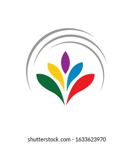 abstract colorful Round emblem flower in a circle style vector