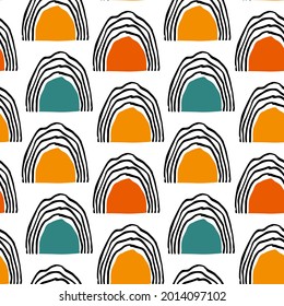 abstract colorful  round shapes geometric seamless pattern, endless repeatable vector illustration texture background