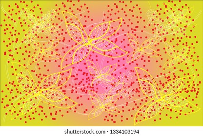 Abstract colorful round shapes with a touch of leaf patterns