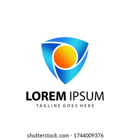 Abstract Colorful Round Shield Logo Design Template Premium Vector