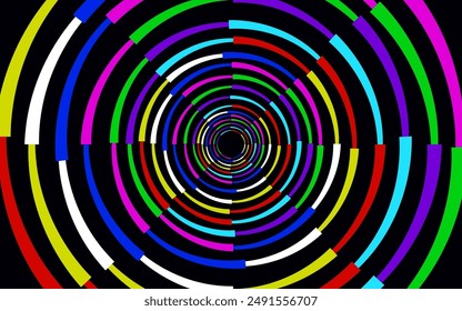 Abstract colorful rounded color spectrum isolated on the dark background, vector illustration.