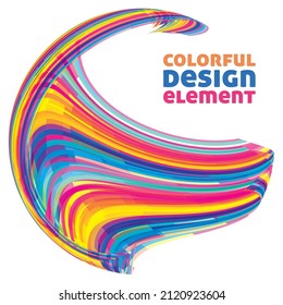 Abstract colorful rounded design element on white background. Catchy vector graphics. CMYK colors