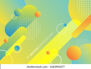 Abstract colorful rounded geometric shapes lines in diagonal rhythm with circles elements dynamic composition background. Minimal motion design. Vector illustration