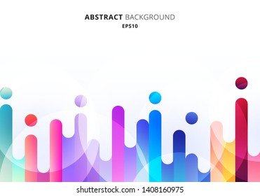 Abstract Colorful Rounded Lines Transition Elements On White Background With Circles Bokeh. Vector Illustration