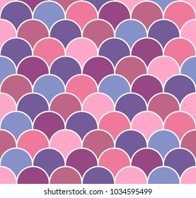 Abstract colorful scallop seamless vector pattern. Fish scales repeat wallpaper. Ultra violet color. Ornament for t-shirts, bags, mugs and others.