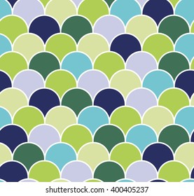 Abstract colorful scallop seamless vector pattern. Fish or reptile scales repeat wallpaper.