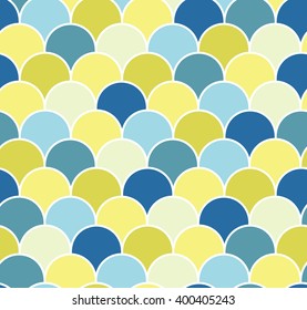 Abstract colorful scallop seamless vector pattern. Fish or reptile scales repeat wallpaper.