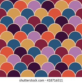 Abstract colorful scallop seamless vector pattern. Fish scales repeat wallpaper.