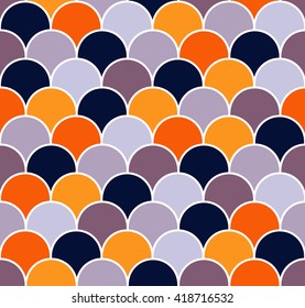 Abstract colorful scallop seamless vector pattern. Fish scales repeat wallpaper.