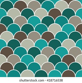 Abstract colorful scallop seamless vector pattern. Fish scales repeat wallpaper.