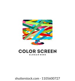 Abstract Colorful Screen logo designs concept, Colorful computer logo template