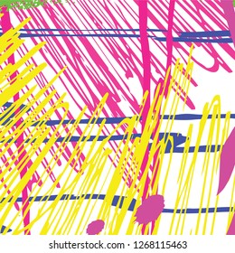 abstract colorful scribble lines and drops texture background. vector illustration