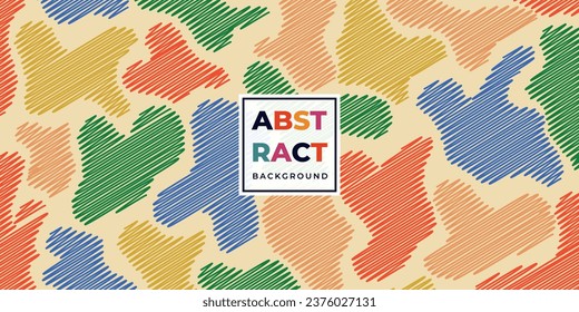 Resumen de color garabato de forma orgánica impresión sin fisuras. Ilustración de doodle dibujada a mano en estilo de color retro. Colección de fondo de color primaria de moda con dibujo creativo.