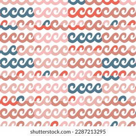 Abstract Colorful Sea Wave Stripes Seamless Vector Pattern Perfect for Swimwear Fabric Print or Wrapping Paper Pastel Pink Blue Tones