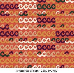 Abstract Colorful Sea Wave Stripes Seamless Vector Pattern Perfect for Swimwear Fabric Print or Wrapping Paper Coral Purple Tones