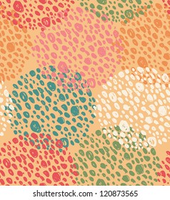 Abstract colorful seamless background with dots. Circle decorative pattern. Round endless sketchy texture can be used for prints, craft papers, wall papers, web pages background, textile