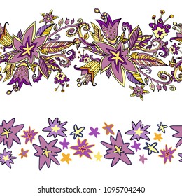 Abstract colorful seamless background of fantastic flowers, vector illustration. Bright colorful seamless background collection.