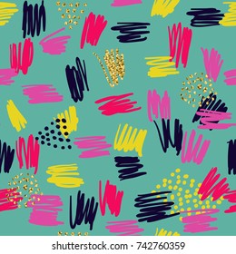 Abstract colorful seamless background with hand drawn brush stokes