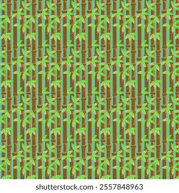 Abstract colorful seamless bamboo branches with leaves pattern art vector. Landscape of isolated bamboo trees. nature Bamboo forest stems wallpaper. Decorative Jungle bamboo texture trees background.