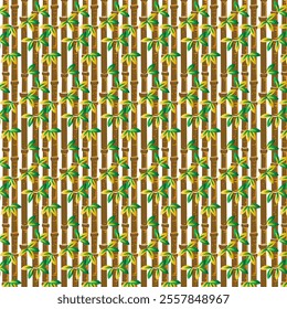 Abstract colorful seamless bamboo branches with leaves pattern art vector. Landscape of isolated bamboo trees. nature Bamboo forest stems wallpaper. Decorative Jungle bamboo texture trees background.