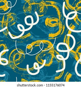 Abstract colorful seamless chaotic pattern with urban geometric elements , for textile. Modern grunge background . Wallpaper for boys and girls