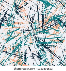 Abstract colorful seamless chaotic pattern with urban geometric elements , for textile. Modern grunge background.