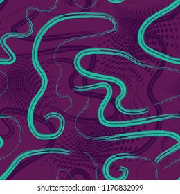 Abstract colorful seamless chaotic pattern with urban geometric elements , for textile. Modern grunge background.