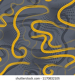 Abstract colorful seamless chaotic pattern with urban geometric elements , for textile. Modern grunge background.