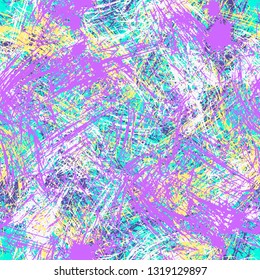 Abstract colorful seamless chaotic pattern with urban geometric elements , for textile. Modern grunge background.