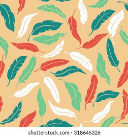 Abstract Colorful Seamless Feathers Pattern Vector Illustration