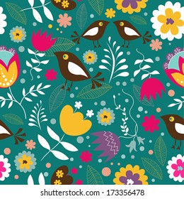 abstract colorful seamless floral pattern